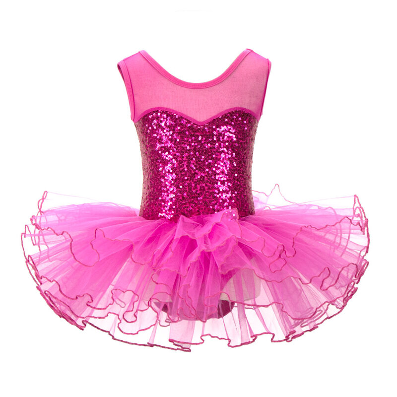 Bela bailarina de baile fantasia para meninas, vestido de lantejoulas, dancewear, collant de ginástica, tutu de balé, crianças