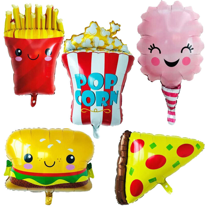 1 Buah Baru Kentang Goreng Es Krim Pizza Hamburger Popcorn Aluminium Foil Balon Dekorasi Pesta Ulang Tahun Perlengkapan Mainan Anak-anak
