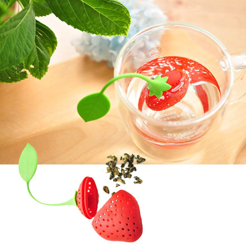 1 Buah Strawberry Teh Infuser Stainless Steel Teh Bola Daun Teh Saringan untuk Pembuatan Bir Perangkat Herbal Spice Filter Alat Dapur
