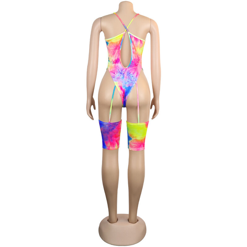 BKLD เซ็กซี่ Bodysuits ผู้หญิงฤดูร้อน Beach Party Clubwear Rompers Womens Jumpsuit Backless ผ้าพันแผล Tie Dye Bodysuit 2019
