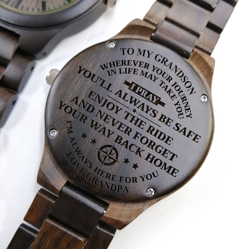 THE BEST THING THAT EVER HAPPENED TO ME ENGRAVED WOODEN WATCH WOOD GIFTS FOR GRANDSON ANNIVERSARY