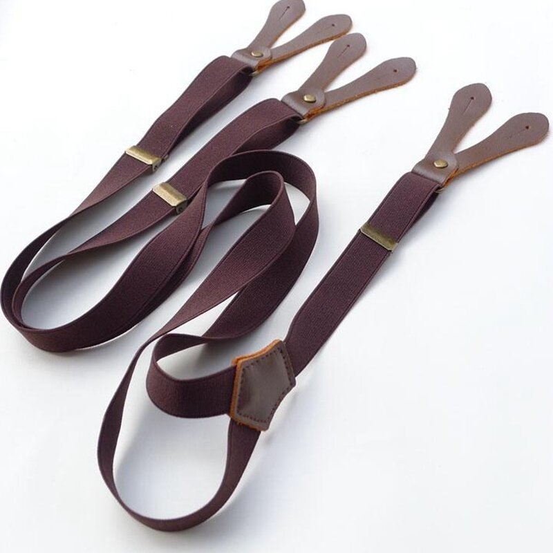 1Ps Men's Casual Wild Adjustable Solid Six-Hole Sling Support Suspenders Unisex Original Minimalist Decoration BDXJ214