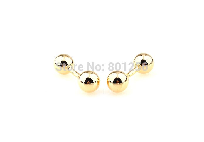 Gemelos de moda chapados en oro, diseño redondo de material de cobre, dos bolas, venta al por mayor y al por menor, envío gratis