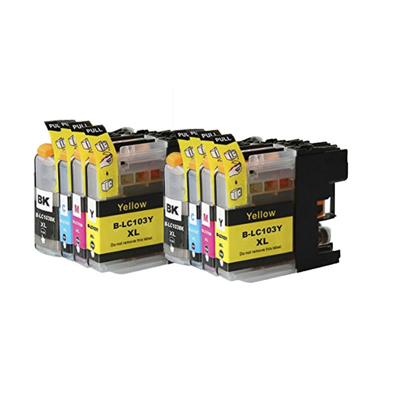 Cartucho de tinta compatível com lc101xl lc103xl, 8 pacotes, colorido, j4410dw, j4510dw, j4610dw