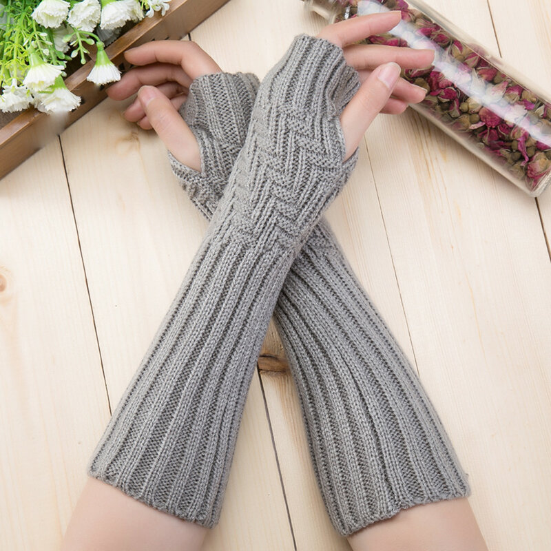 Nowych kobiet cieplej zimowe rękawiczki robótek na drutach rękawiczki ciepłe rękawiczki bez palców rękawice A6