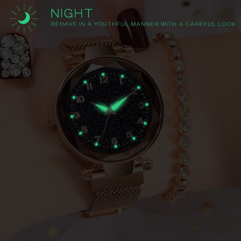 Luxury Luminous Women Watches Starry Sky Magnetic Female Wristwatch Waterproof Rhinestone Clock relogio feminino montre femme