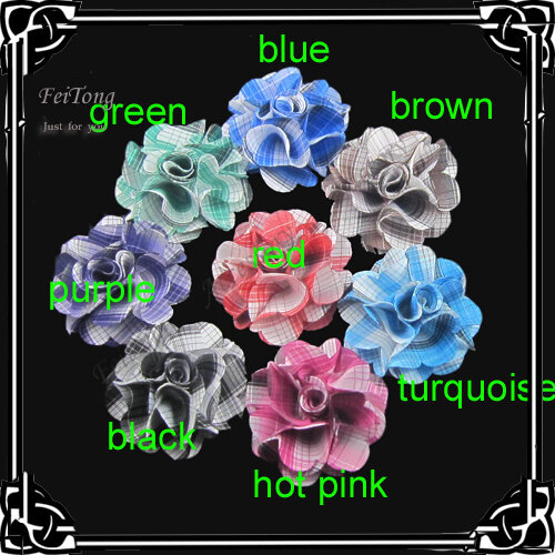 Pengiriman gratis! 24 pcs/lot 2.3 inch Baru kotak-kotak kain bunga 8 warna untuk pilihan anda