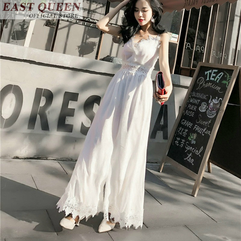 Bohemian women jumpsuits 2019 tunic sleeveless lace chiffon beach rompers full length pants loose casual solid jumpsuit DD676 L