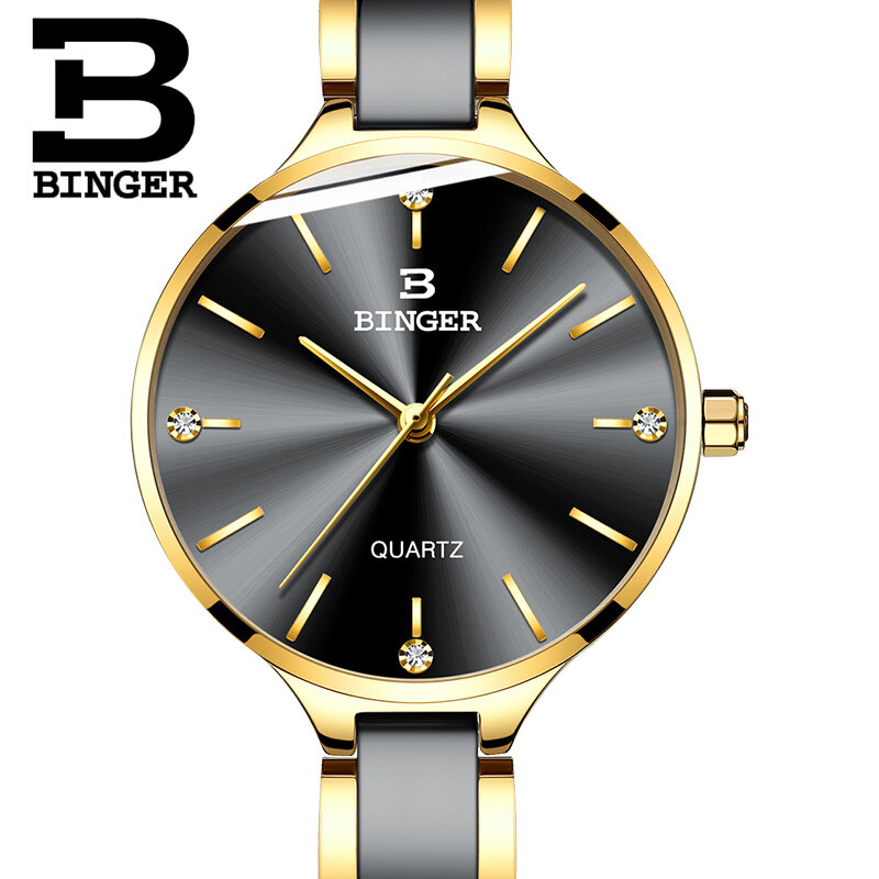 Женские часы Zegarek damski, Швейцария, BINGER, браслеты роскошного бренда, керамический ремешок для часов, сапфировые водонепроницаемые, женские часы