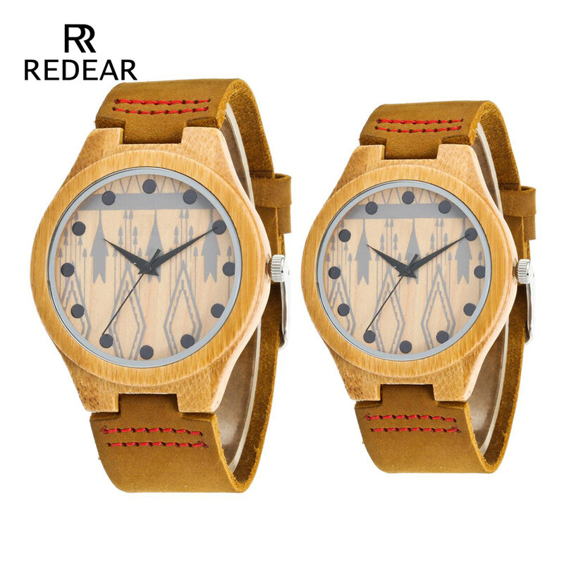 Gorąca sprzedaż zakochanej zegarki z No Logo osobowości powierzchni bambusa zegarki z miękkie prawdziwe skórzany pasek zegarka kobiet 2019 prezenty