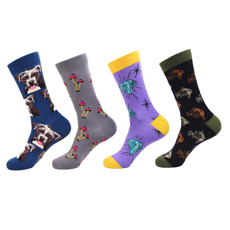 Men and women couples fashion socks fun Christmas fruit and vegetable socks horse cat dog Harajuku oil painting shark socks