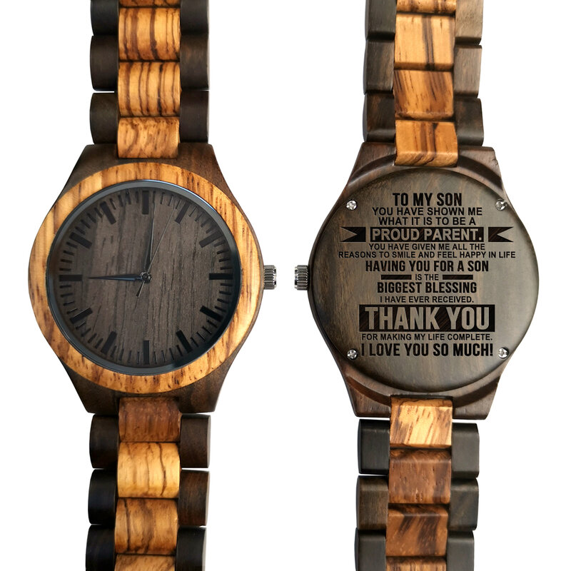 To My Son - From Dad To Son Engraved Wooden Watch As Birthday Holiday Anniversary Gifts