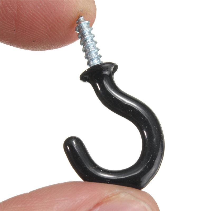 MTSPACE 10pcs/Set 30mm Coated Plant Picture Hanger Plastic Cup Screw Hook Jewelry Holder Iron Hooks For Hanging Lights Curtains