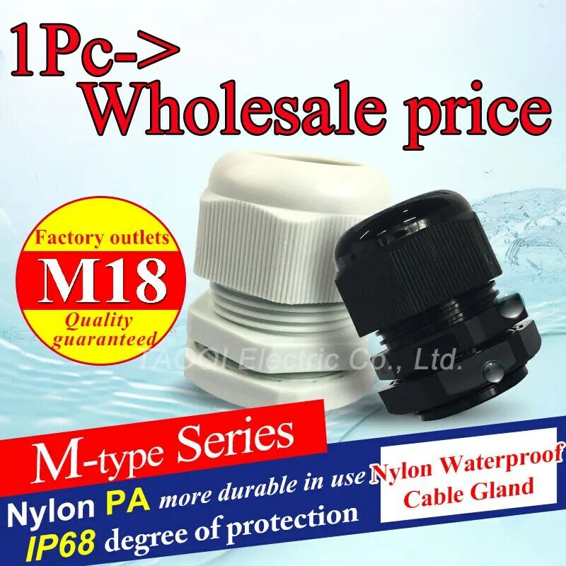 1 peça m18 ip68 impermeável conector de glândula de cabo de plástico de náilon para 5-10mm de alta qualidade