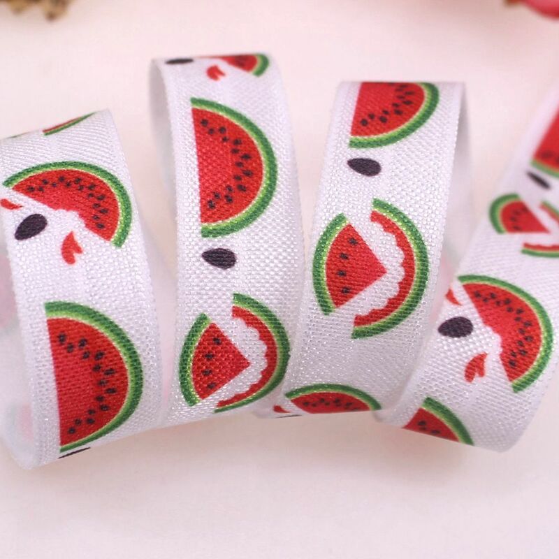 5/8" Heat transfer watermelon lemon fold over elastic foe elastic welcome custom printed