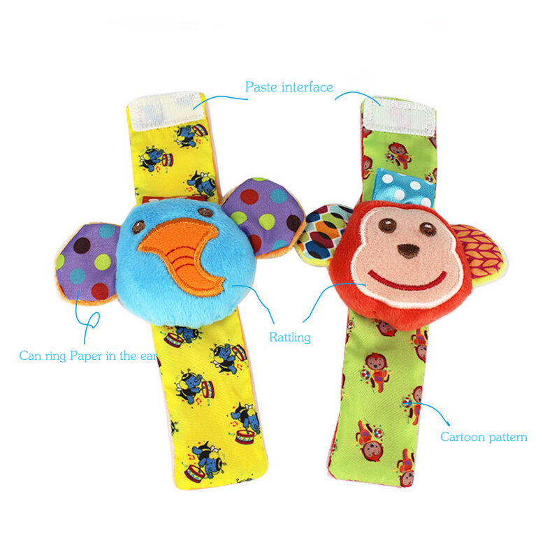 Cartoon giocattoli per bambini 0-12 mesi morbido animale sonagli per bambini bambini neonato calzino in peluche giocattolo per bambini cinturino da polso calzini per bambini