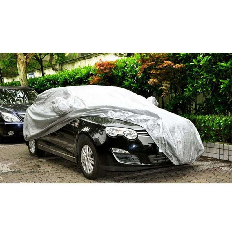 Universele Full Car Covers Sneeuw Ijs Stof Zon Uv Shade Cover Opvouwbare Licht Zilver Auto Outdoor Protector Cover Niet waterdicht