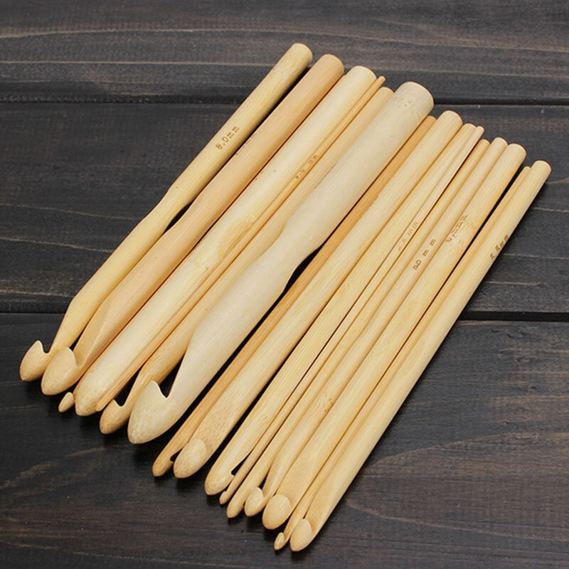 Новое поступление 16 Набор размеров 6 "бамбуковая вязка вплетающийся вязальный крючок-игла ремесло инструмент 2,0-12,0 мм горячая распродажа