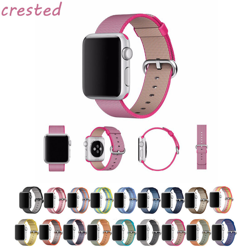 CRESTED Woven nylon watchban strap For apple watch band 42 mm 38 mm sport bracelet wrist band for iwatch Series 3 2 1 Edition