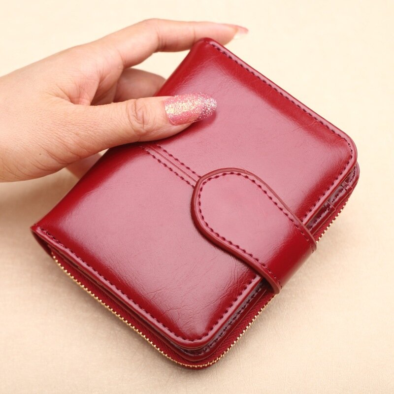 ขายร้อนกระเป๋าสตางค์สั้นกระเป๋าสตางค์ PU ผู้หญิงกระเป๋าซิปและกระเป๋าสีแดงขนาดเล็กกระเป๋าสตางค์กระเป๋าเหรียญ Cartera
