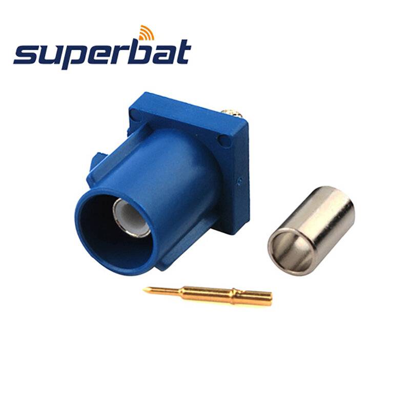 Superbat 10ชิ้น FAKRA BLUE CRIMP หัวต่อตัวผู้สำหรับ GPS telematics หรือระบบนำทางสำหรับสาย RG316 LMR100 RG174