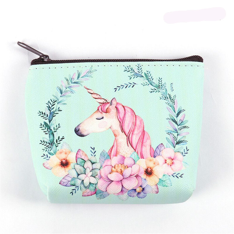 Women Girl Owl/Unicorn/Flamingo Printing Mini Portable Bags Fashion Coin Purse Card Holder Wallet Key Pouch Make up Cartoon Bag