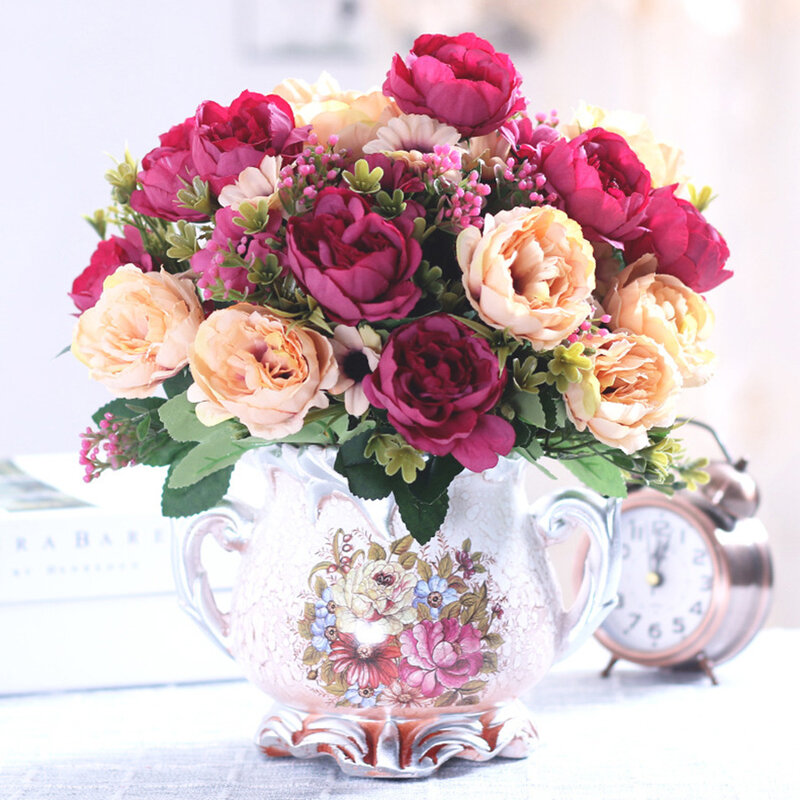 30cm High Quality Peony Flowers Silk Artificial Bouquet Babybreaths Accessories DIY Small Fake Daisy Flowers  Wedding Home Decor