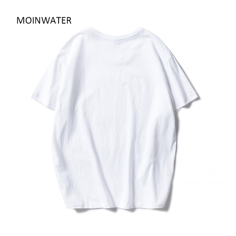 MOINWATER Neue Frauen Schwarz Weiß T-shirts Dame Solide Baumwolle T-shirts Kurzarm T shirts Weibliche Sommer Tops für Frau MT1901