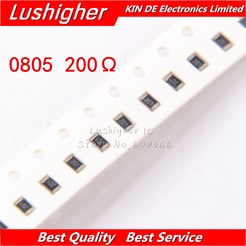 100Pcs 0805 Smd Weerstand 5% 200R Ohm 201 200ohm