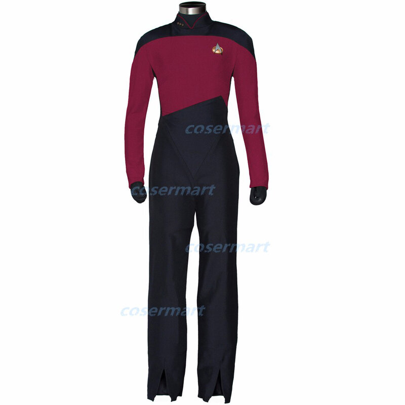ST Jumpsuit Star The Next Generation Badge Cosplay Costume Red Blue Yellow Halloween Adult Zentai Costumes