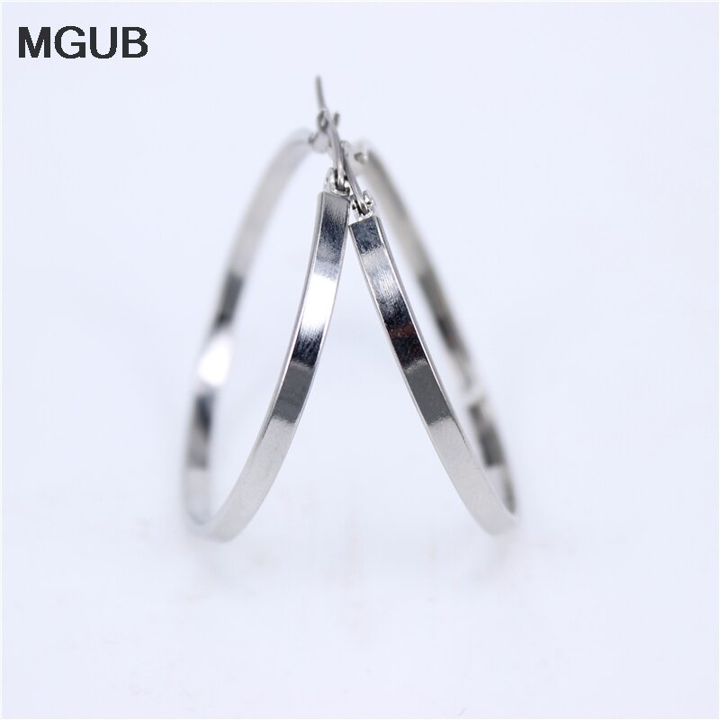 MGUB Diameter 30MM-60MM Stainless Steel Jewelry Big crystal Hoop Earrings Gold Color Circle Round Earrings For Women  LH505