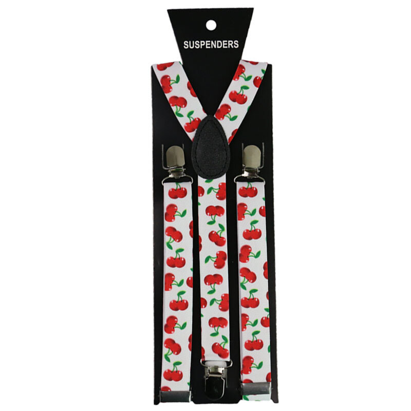 Fashion2.5cm กว้างดอกไม้พิมพ์ Suspenders ผู้ชายสตรี Suspenders ปรับคลิปบน Y - Back Braces Elastic 3 คลิป Suspenders
