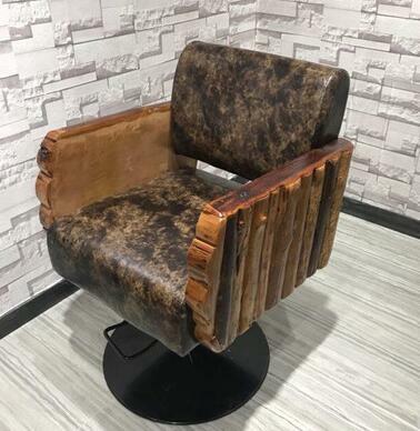 Chaise de barbier avec accoudoir en bois massif, chaise de coupe spéciale, salon de coiffure antique