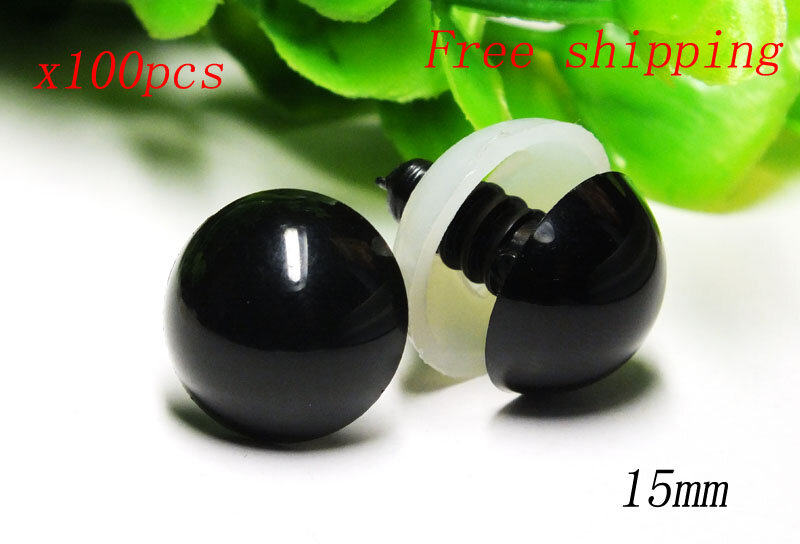 Free Shipping 50pairs Black Safety Eyes / Plastic Eyes / Color Black--15mm
