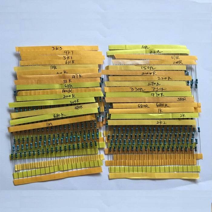Metal Film Resistor Pack, sortido Kit Set, 600 Pcs = 30 Valores x 20Pcs Cada Valor, 1 W, 4W, 1%