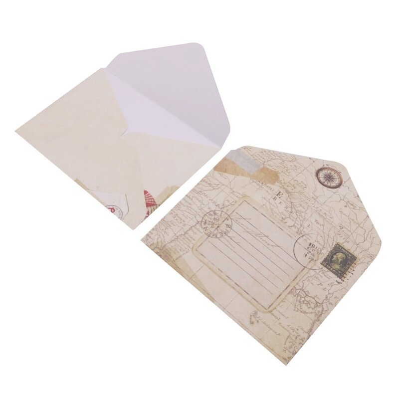 Mini sobres de papel Kraft Vintage para ventana, sobre de invitación de boda, tarjeta de regalo, paquete de mensajes, 96x72mm, 12 unidades