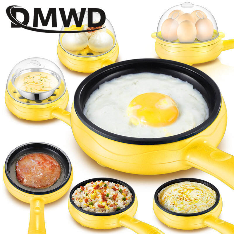 Multifuncional mini ovo elétrico omelete fogão ovos caldeira alimentos steamer café da manhã panqueca frito bife antiaderente frigideira ue