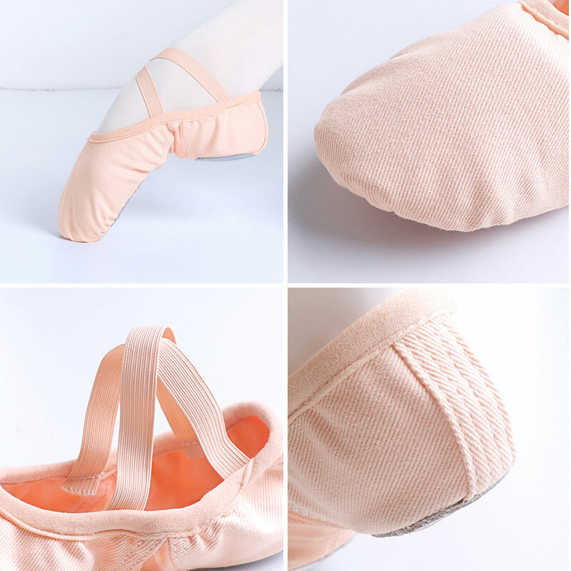 Zapatillas de Ballet profesionales para mujer y niña, zapatos de baile de bailarina con tres suelas divididas suaves, tela elástica, empalme de malla