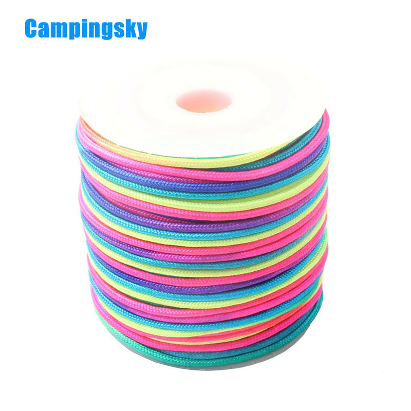 CAMPINGSKY-Cuerda de paracaídas para acampar al aire libre, de 2mm cuerda de nailon, núcleo de 1 hebra, arco iris