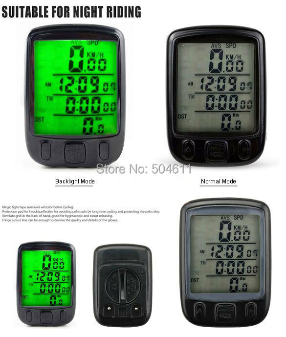 Free shipping SunDing Cycling Accessories LCD Digital Waterproof Noctilucent Bicycle Bike Computer Speedometer 24 Function