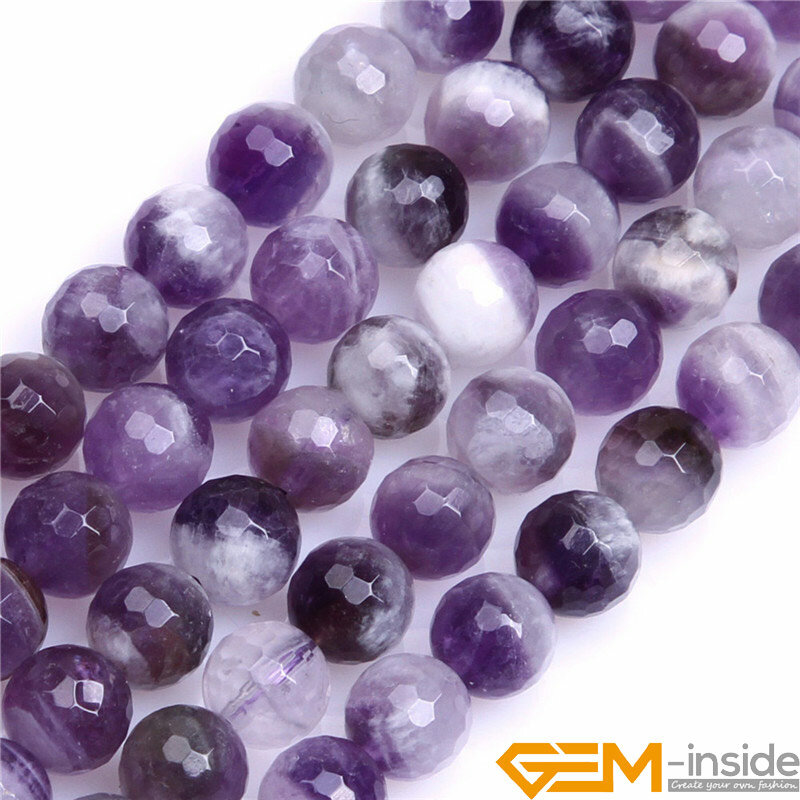Round Faceted Dream Lace Amethysts Beads For Jewelry Making Strand 15 inch DIY Fashion Loose Accessorries Bead 8mm 10mm 12mm