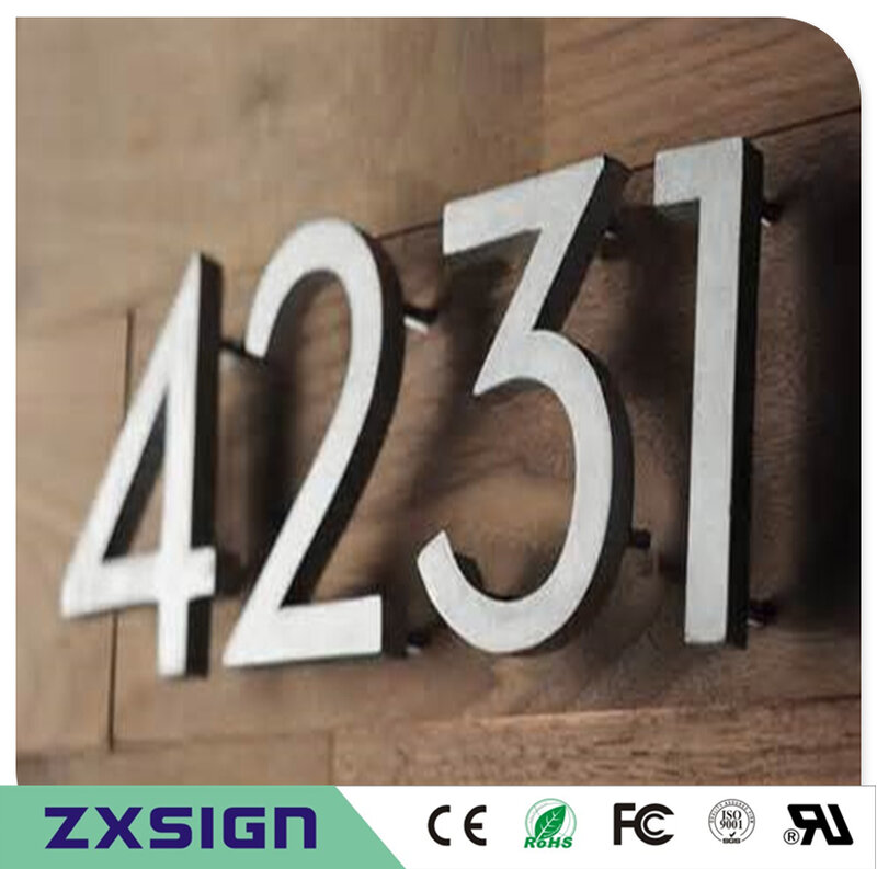 Factory Outlet Outdoor backlit 304# stainless steel LED Home Numbers Doorplate