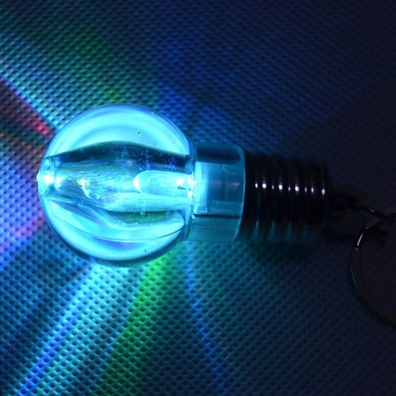 Regalo creativo lampadina per illuminazione notturna colorata 7 colori che cambiano portachiavi con torcia a LED