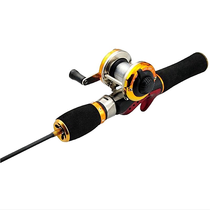 ice fishing rod winter fishing length 0.55m 0.66m 2 feet double tips 2 sections hard casting short spinning rod set with reel