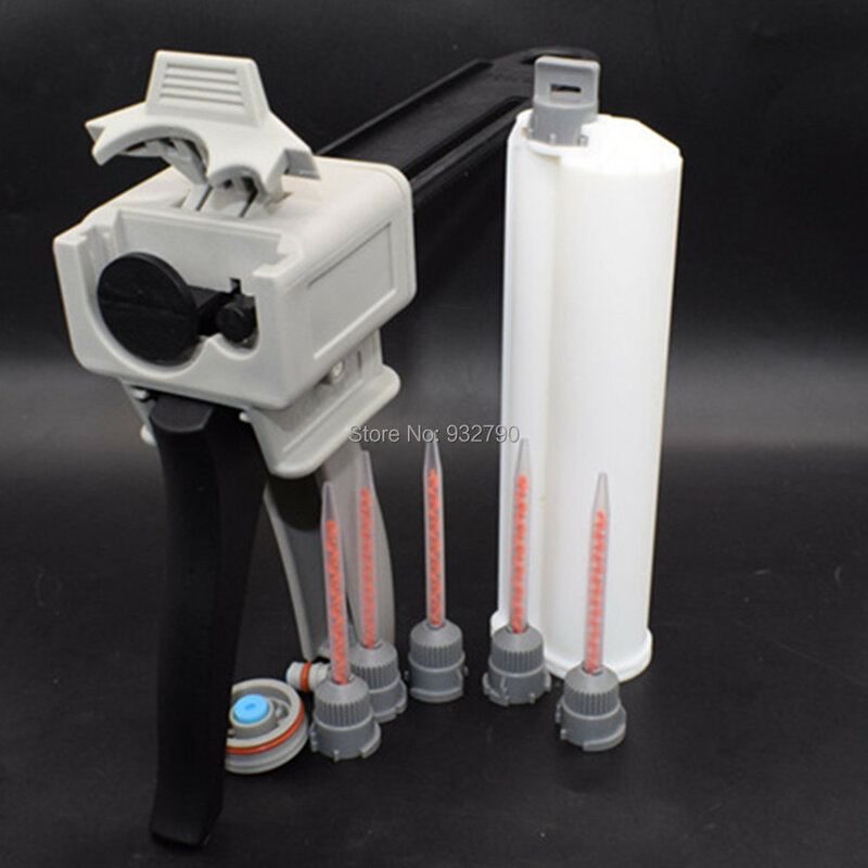75Ml 10:1 Spuitpistool Cartridge Gun Applicator + 5Pcs 1:10 Mengspuitmond Mixer Mix Tip + 75Ml epoxyhars Ab Lijm Cartridges