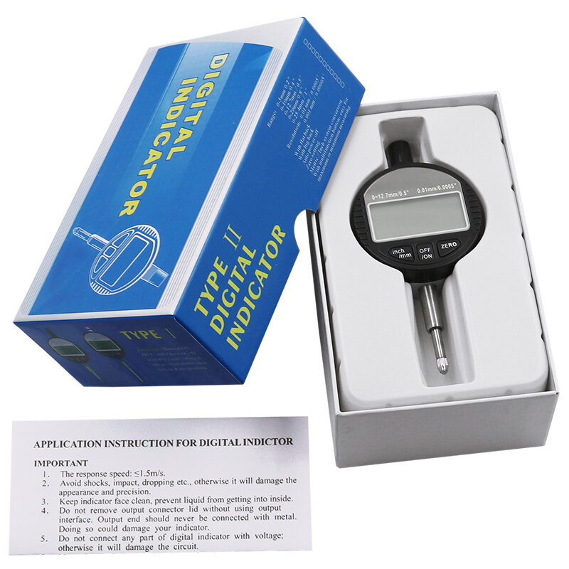 Medidor Digital Dial Indicador, Ferramenta de Precisão, Tester, 0-12,7mm, 1 "Gauge Faixa, 0,01mm, 0,0005"