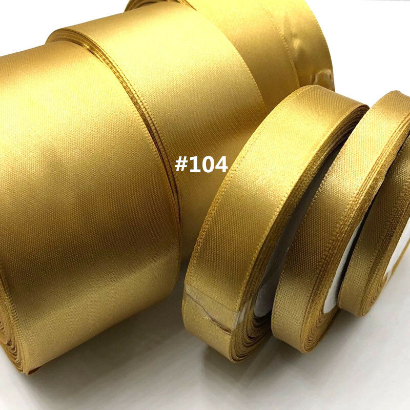 25 Yards 6mm-50mm nastro di raso di seta oro decorazione della festa nuziale confezione regalo natale capodanno nastro di tessuto per cucire 104