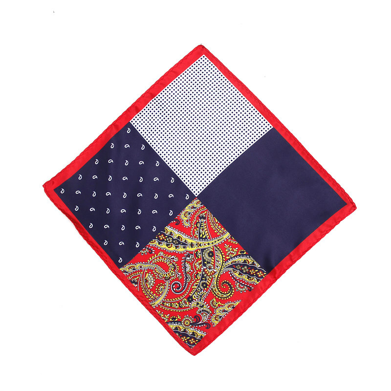 2018 Brand New Men's Handkerchief Vintage Paisley Dot Solid Pocket Square Soft Silk Hankies Wedding Party Hanky Chest Towel Gift