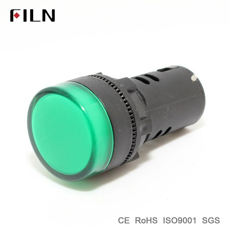Filn 22 Mm Plastik Lampu Sinyal Lampu Indikator Merah Kuning Biru Hijau Putih 12 V 24 V 110 V LED lampu