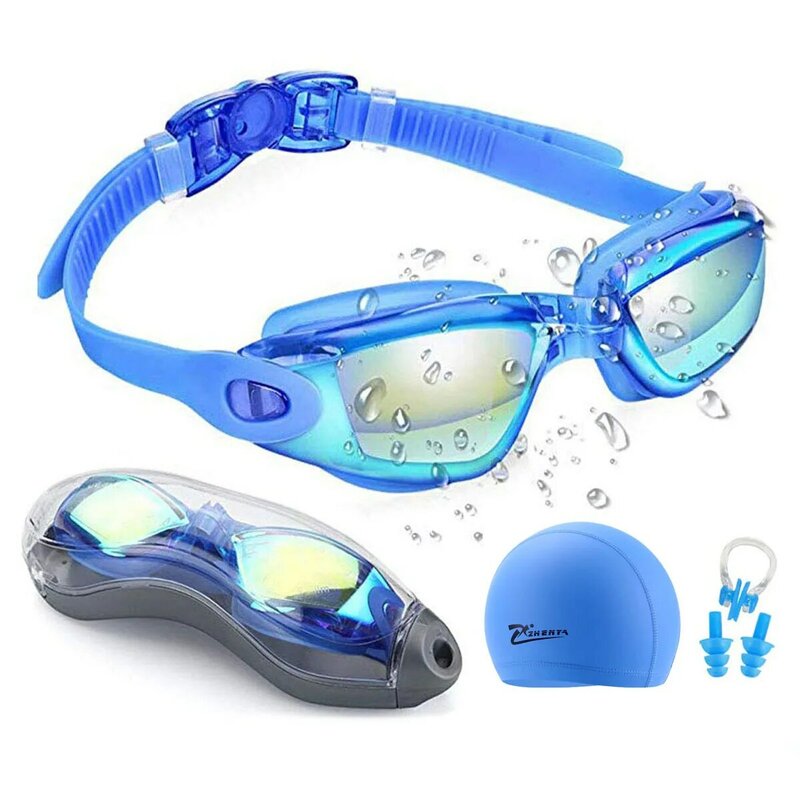 Óculos de natação anti-neblina uv, capa de silicone profissional para óculos de natação, plug de nariz para crianças, homens, mulheres, óculos de mergulho